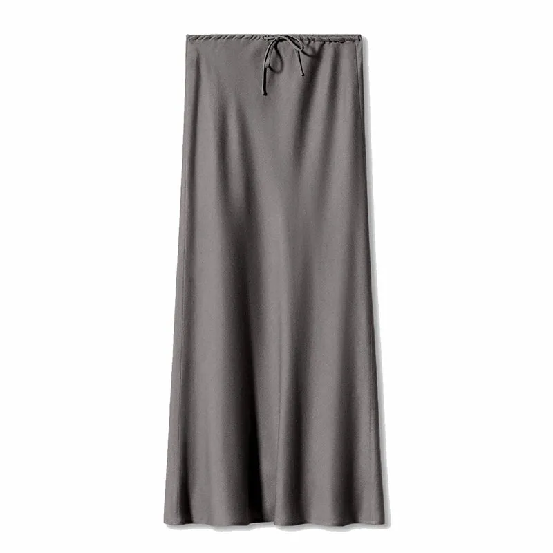 Sophie Paris I Jupe longue en satin taille haute