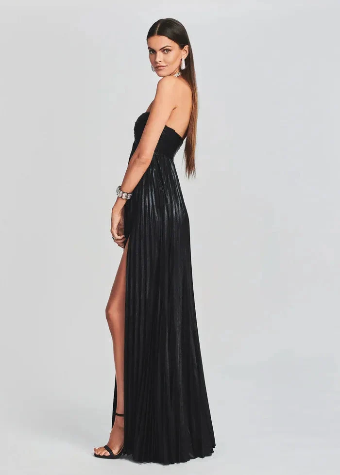 Robe de soirée chic argentée sans bretelles
