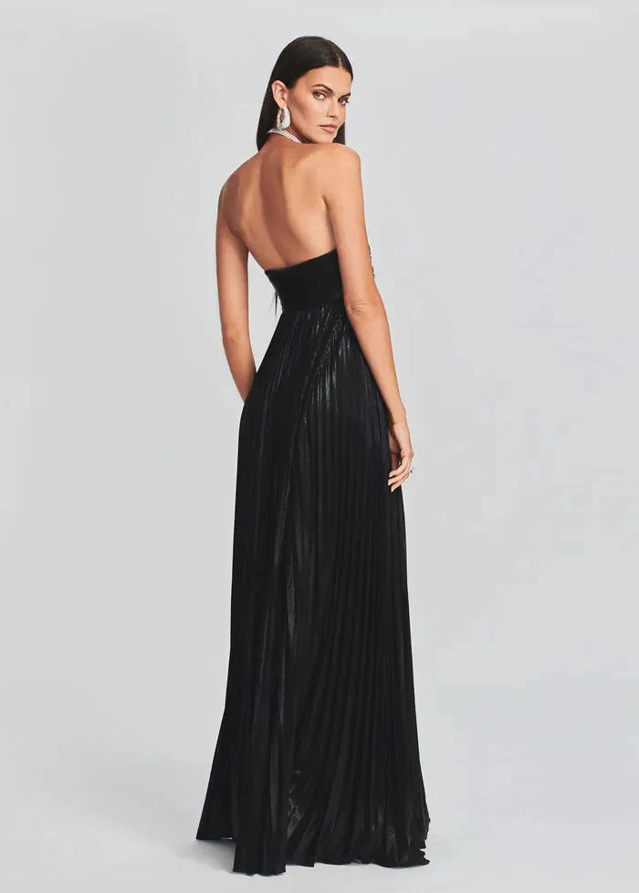 Robe de soirée chic argentée sans bretelles