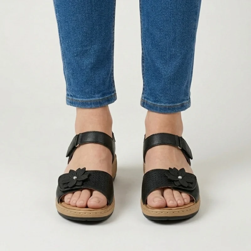 Sandales confortables pour femmes avec détails floraux