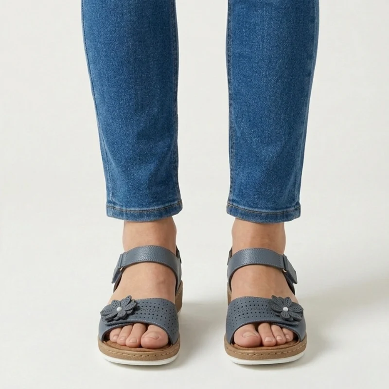 Sandales confortables pour femmes avec détails floraux