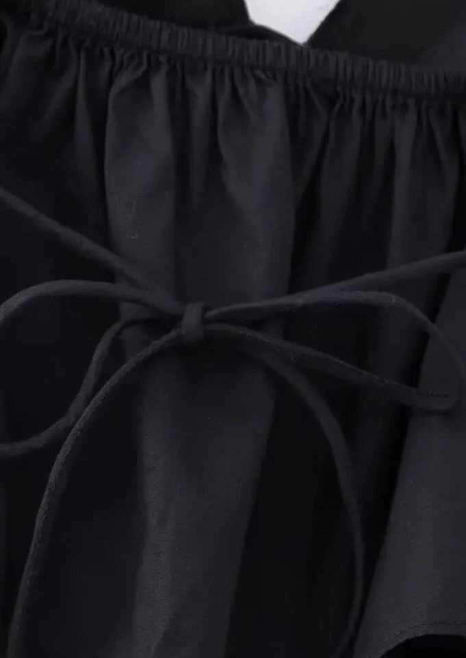 Haut noir en satin pour femme à col bénitier