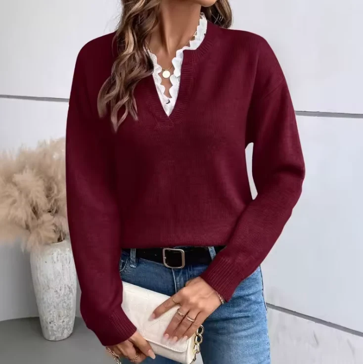 Blouse élégante pour femmes avec bordure en dentelle