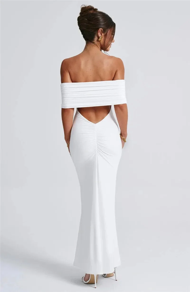 Robe maxi dos nu sans bretelles pour femmes