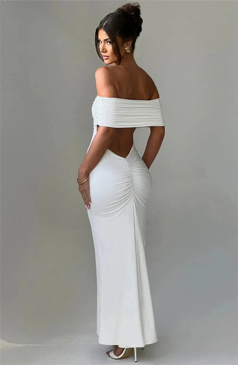 Robe maxi dos nu sans bretelles pour femmes