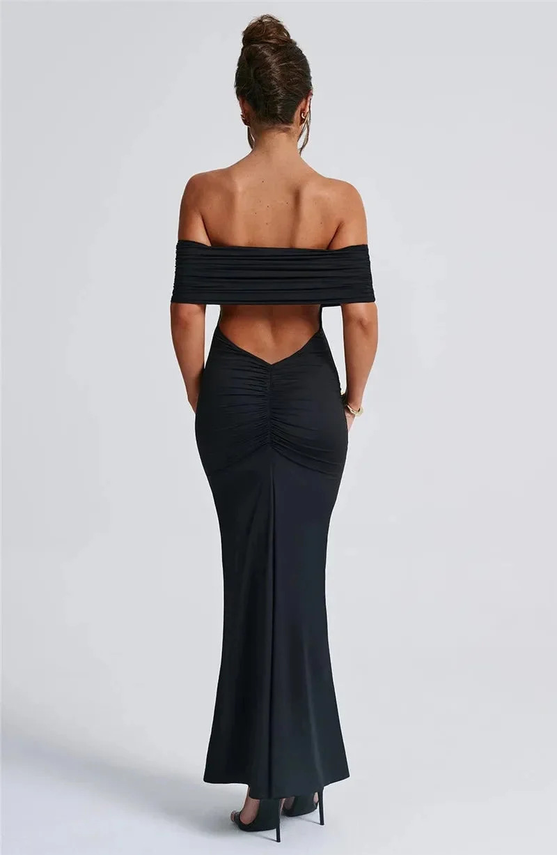 Robe maxi dos nu sans bretelles pour femmes