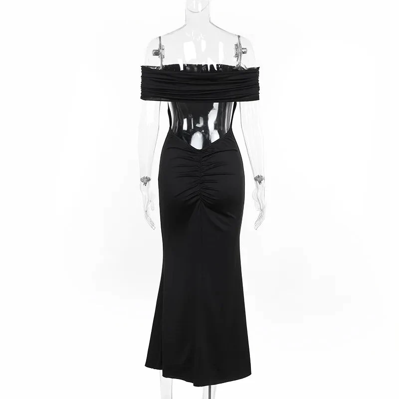 Robe maxi dos nu sans bretelles pour femmes