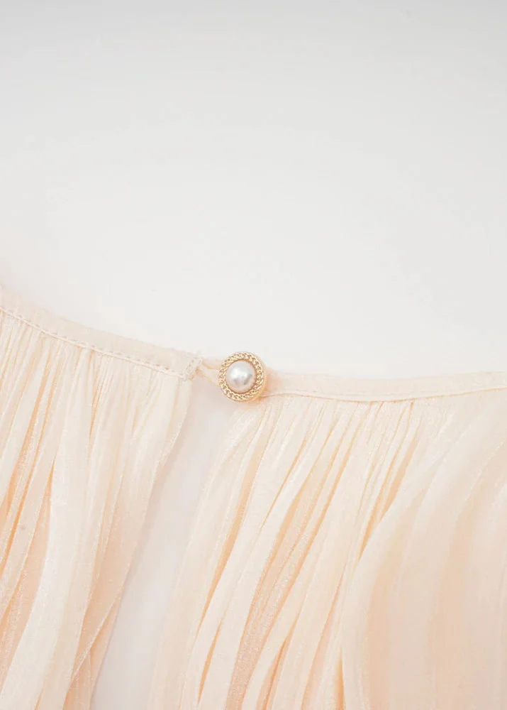 Robe mi-longue en satin champagne Estelle