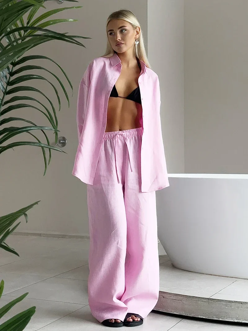 Ensemble en lin avec pantalon et short pour l'été