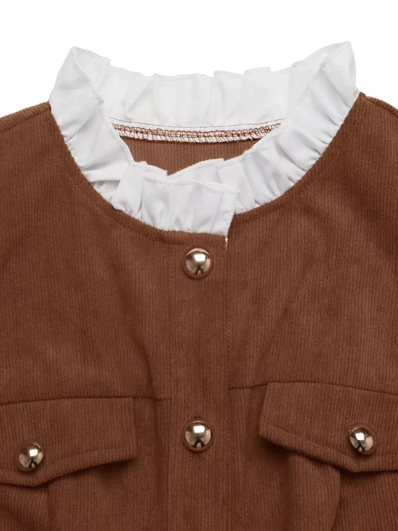 Robe mi-longue à manches longues avec boutons sur le devant