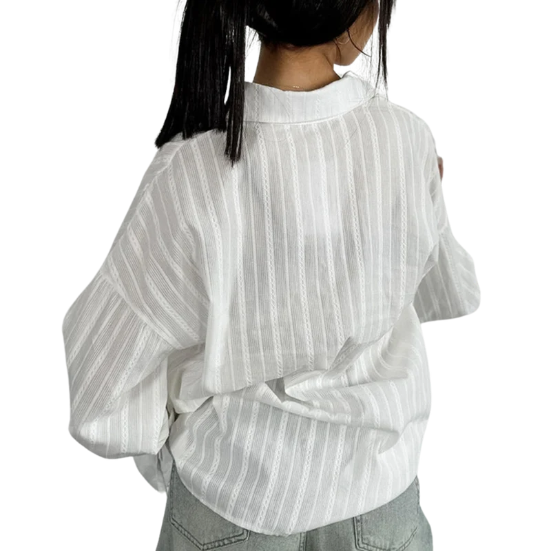 Blouse rayée à poignets noués pour femmes