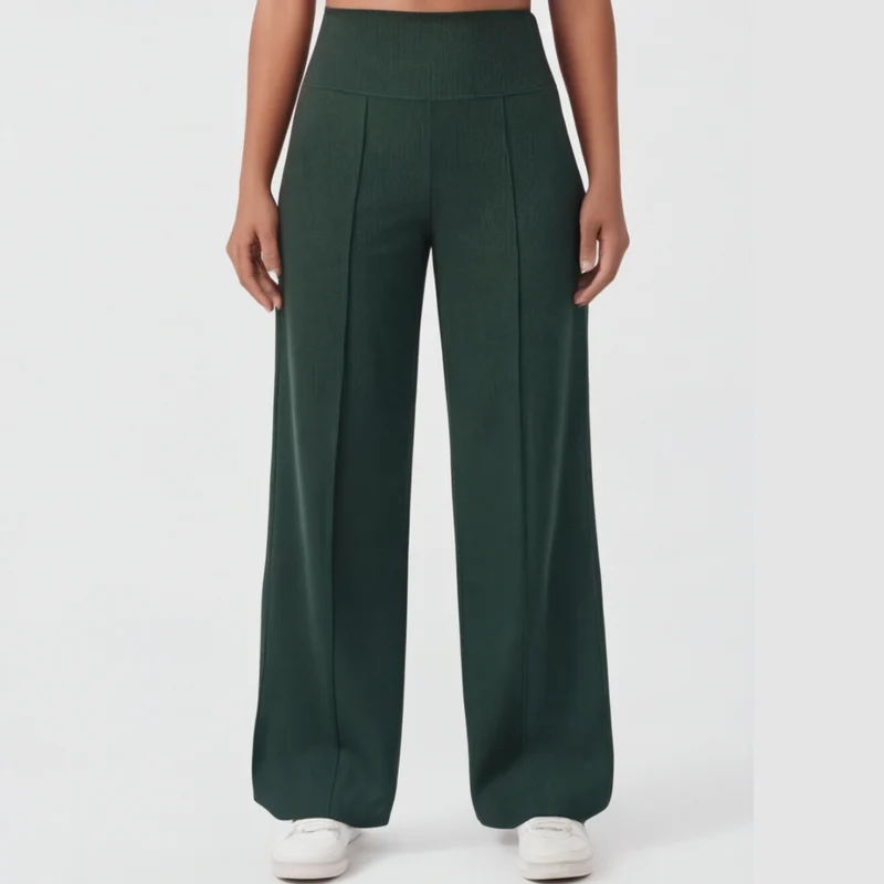 Pantalon de yoga à jambes larges avec taille croisée