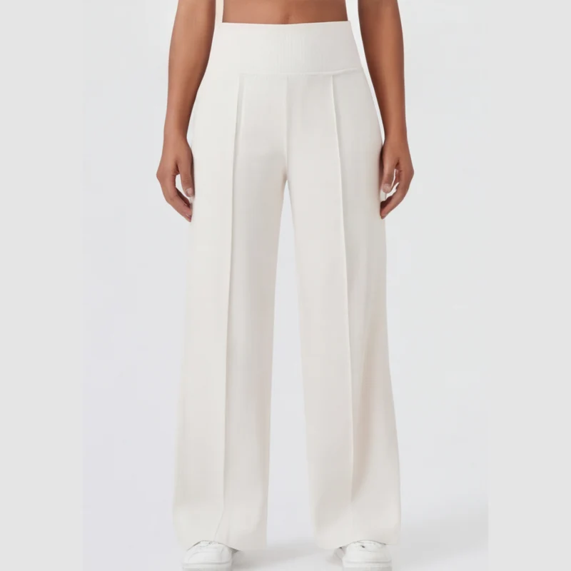 Pantalon de yoga à jambes larges avec taille croisée