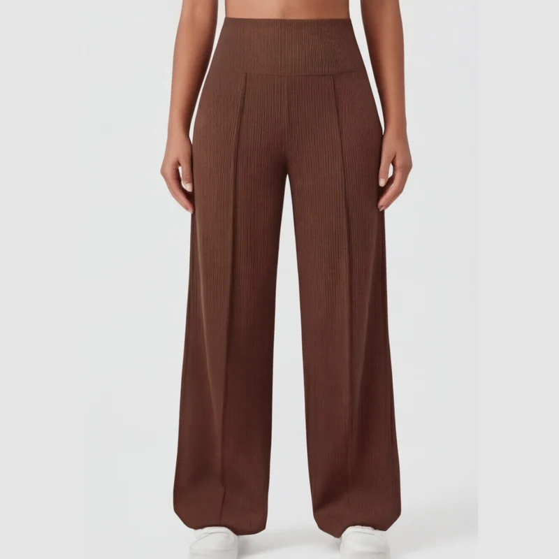 Pantalon de yoga à jambes larges avec taille croisée