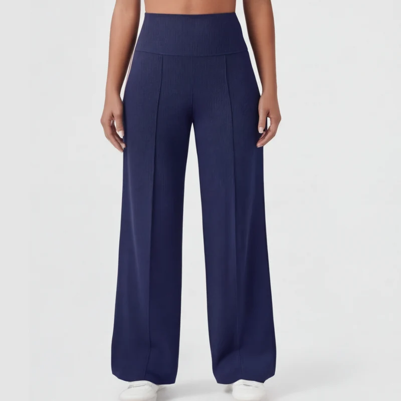Pantalon de yoga à jambes larges avec taille croisée
