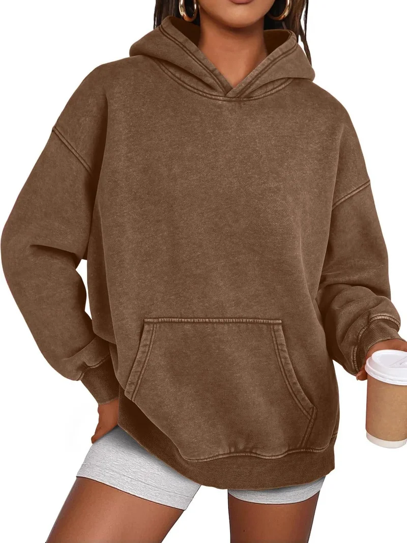 Sweat à capuche oversize effet délavé acide