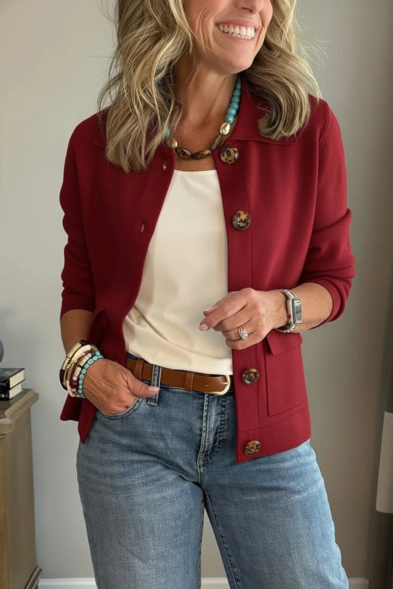 Veste décontractée à revers avec poche poitrine