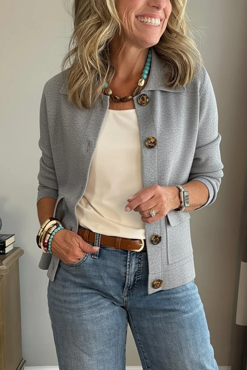 Veste décontractée à revers avec poche poitrine