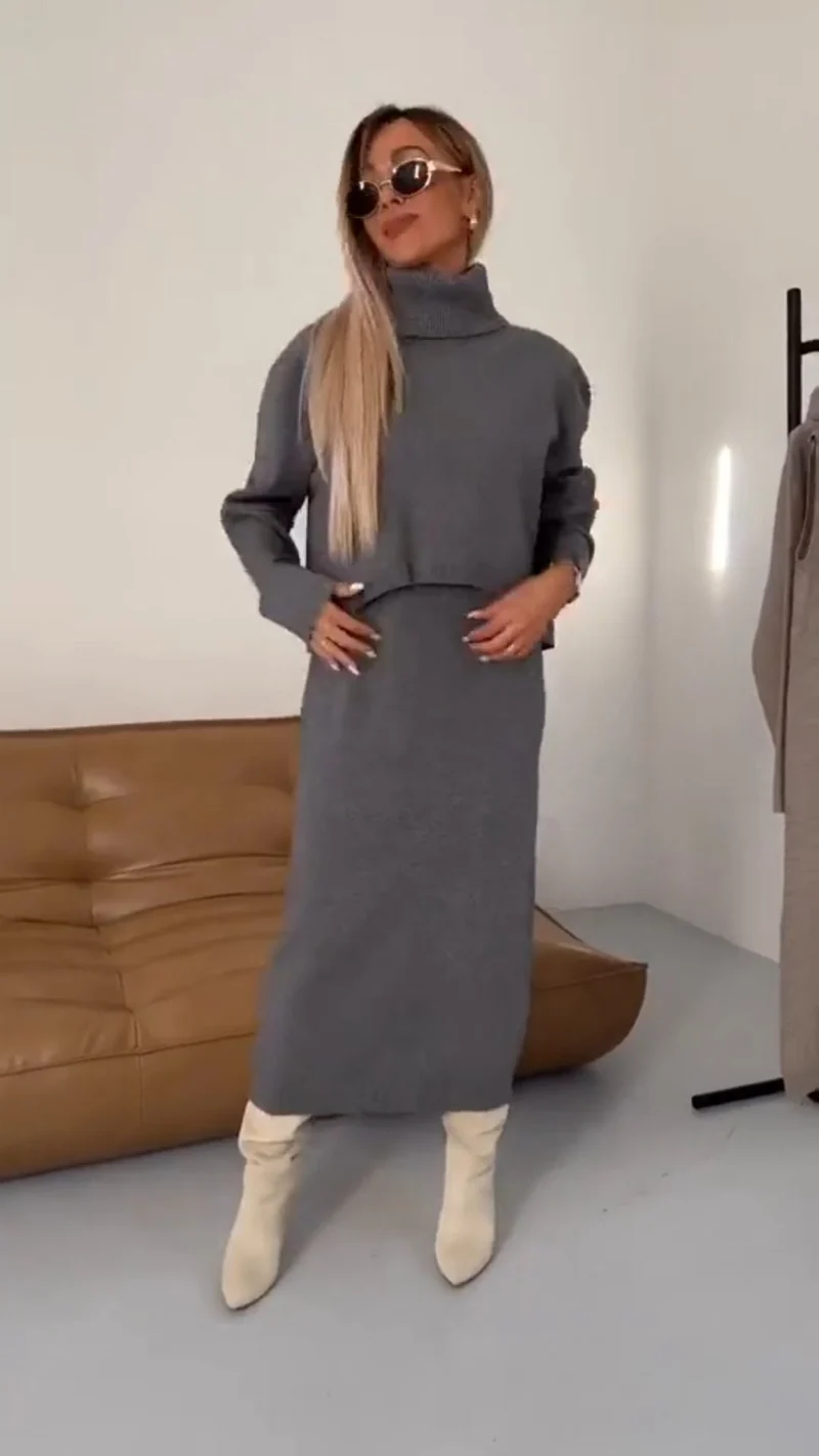 Ensemble Robe et Pull Col Roulé