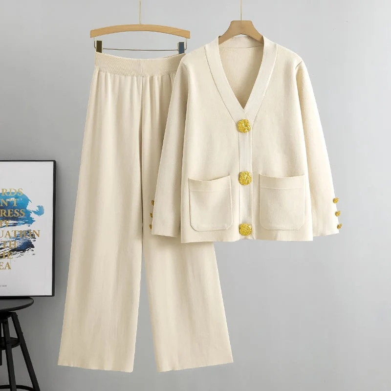 Ensemble pull en mélange de laine et pantalon à jambes larges