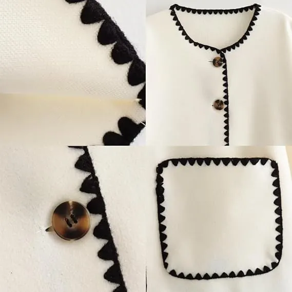 Ensemble Veste Détail Bordure & Pantalon Décontracté