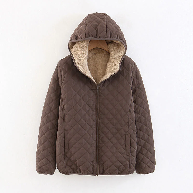 Veste matelassée à capuche avec doublure en peluche