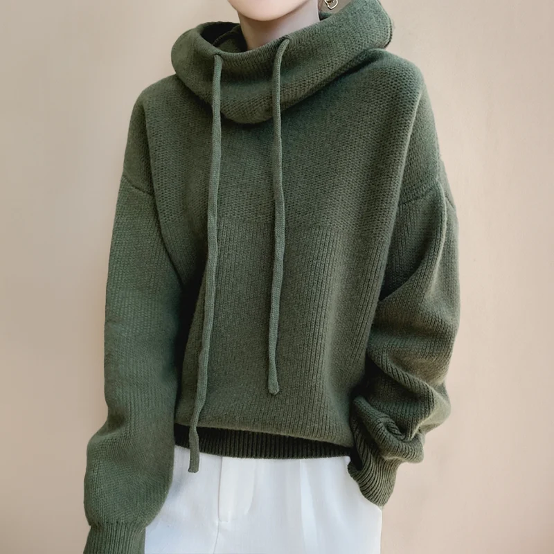 Pull à col roulé en laine mérinos pour femme