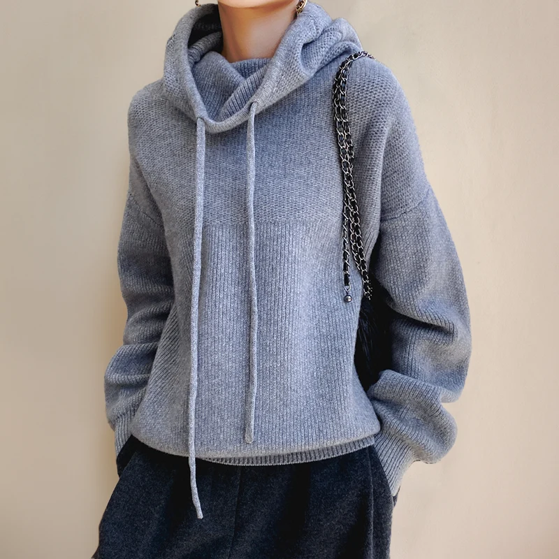 Pull à col roulé en laine mérinos pour femme