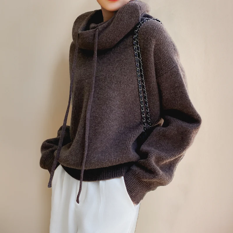 Pull à col roulé en laine mérinos pour femme