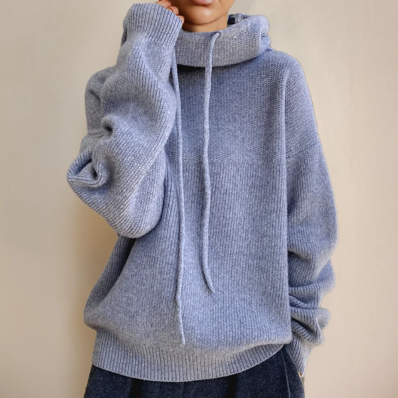 Pull à col roulé en laine mérinos pour femme