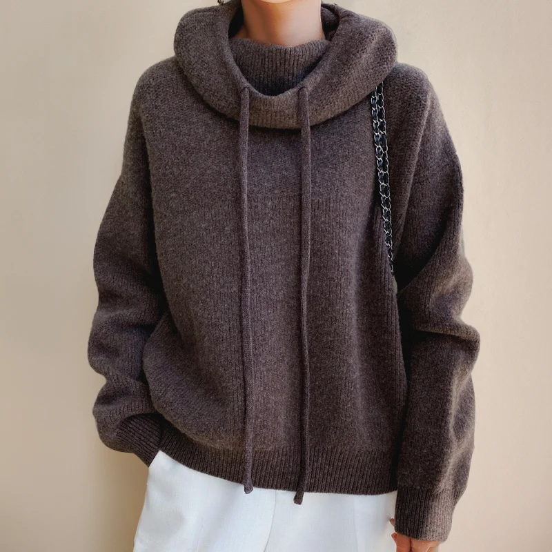 Pull à col roulé en laine mérinos pour femme