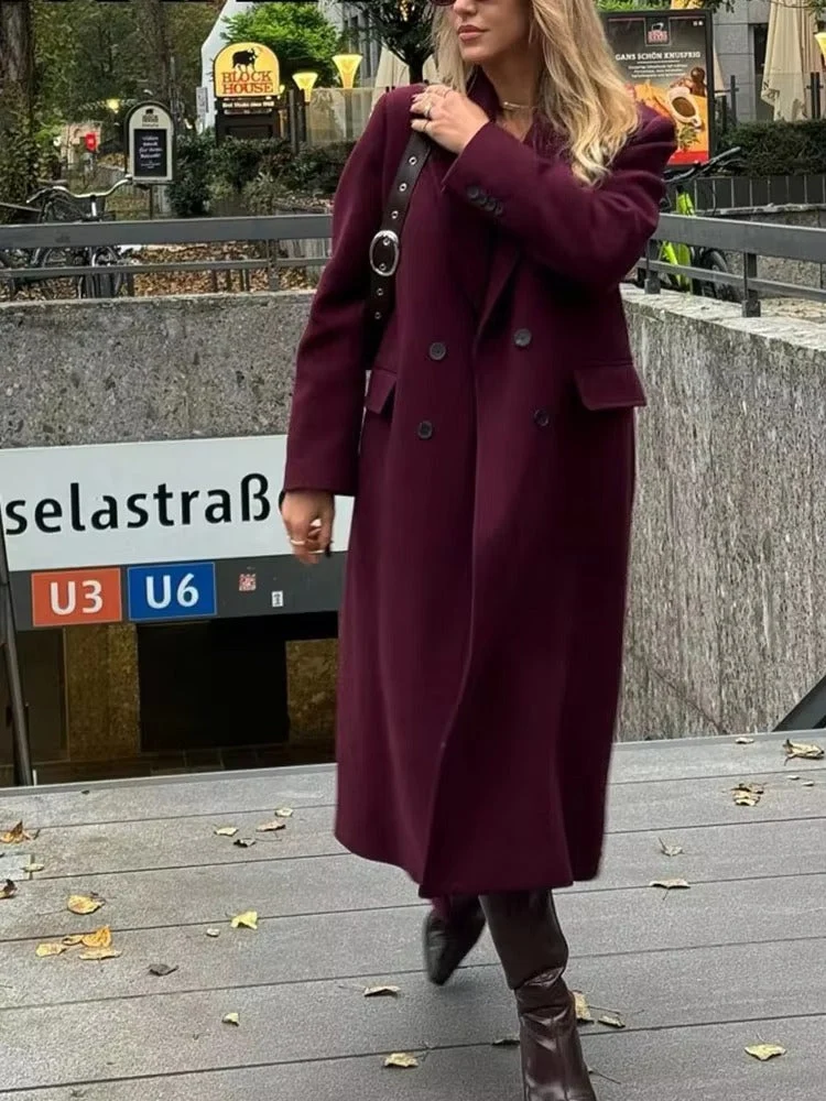 Manteau croisé à manches longues
