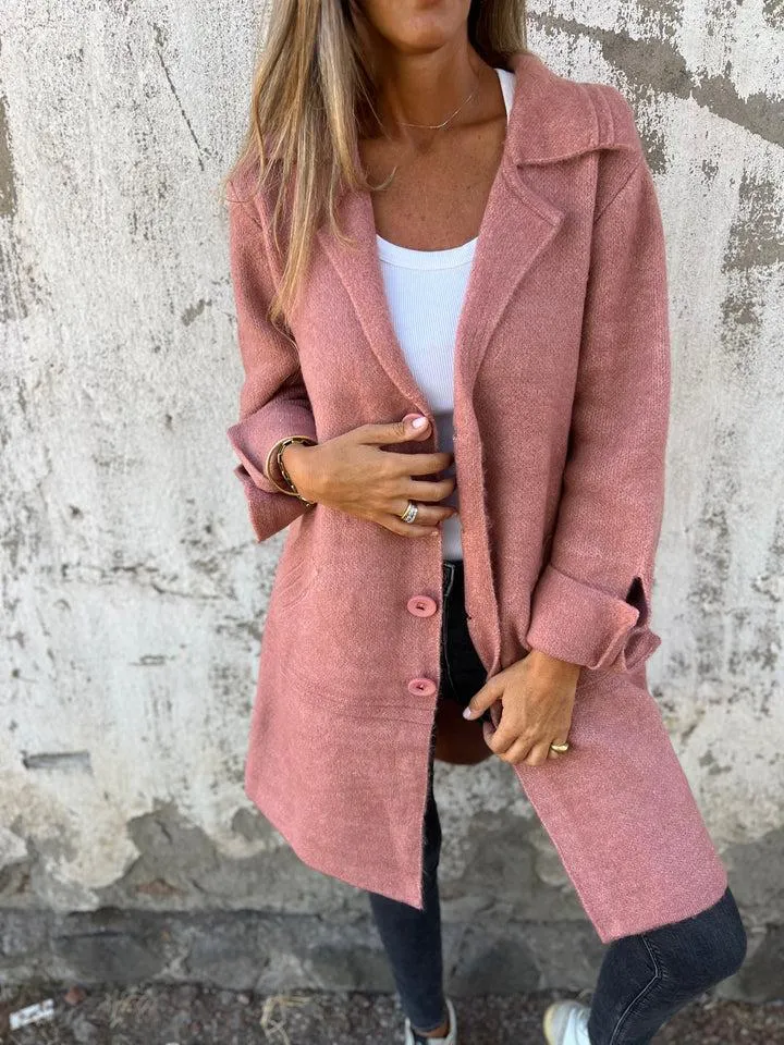 Cardigan décontracté chic à col revers avec poches