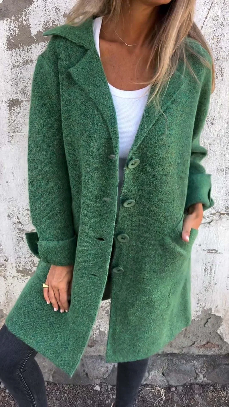 Cardigan décontracté chic à col revers avec poches