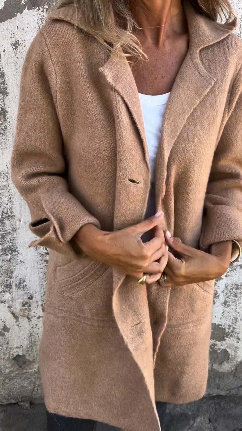 Cardigan décontracté chic à col revers avec poches