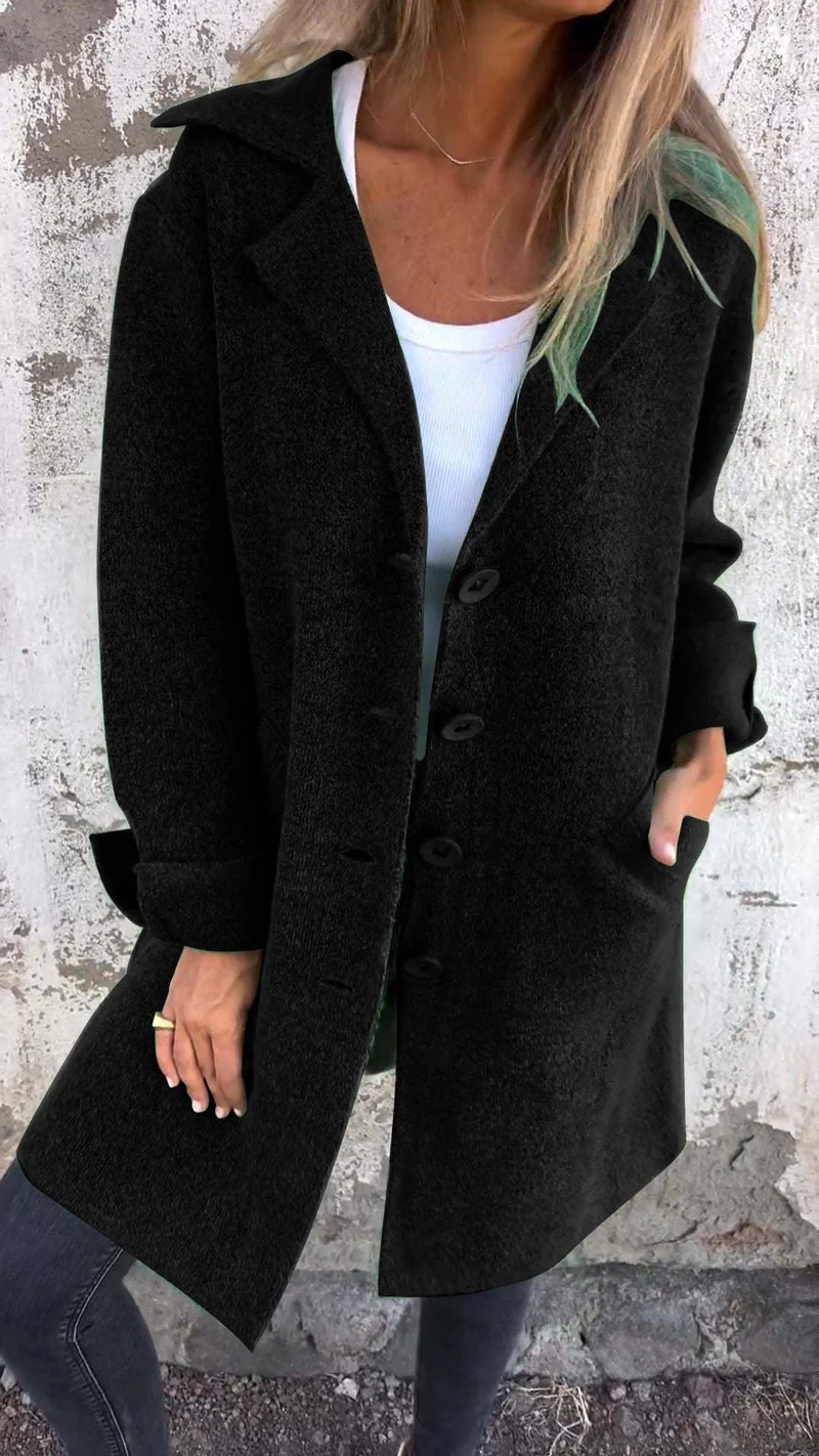 Cardigan décontracté chic à col revers avec poches