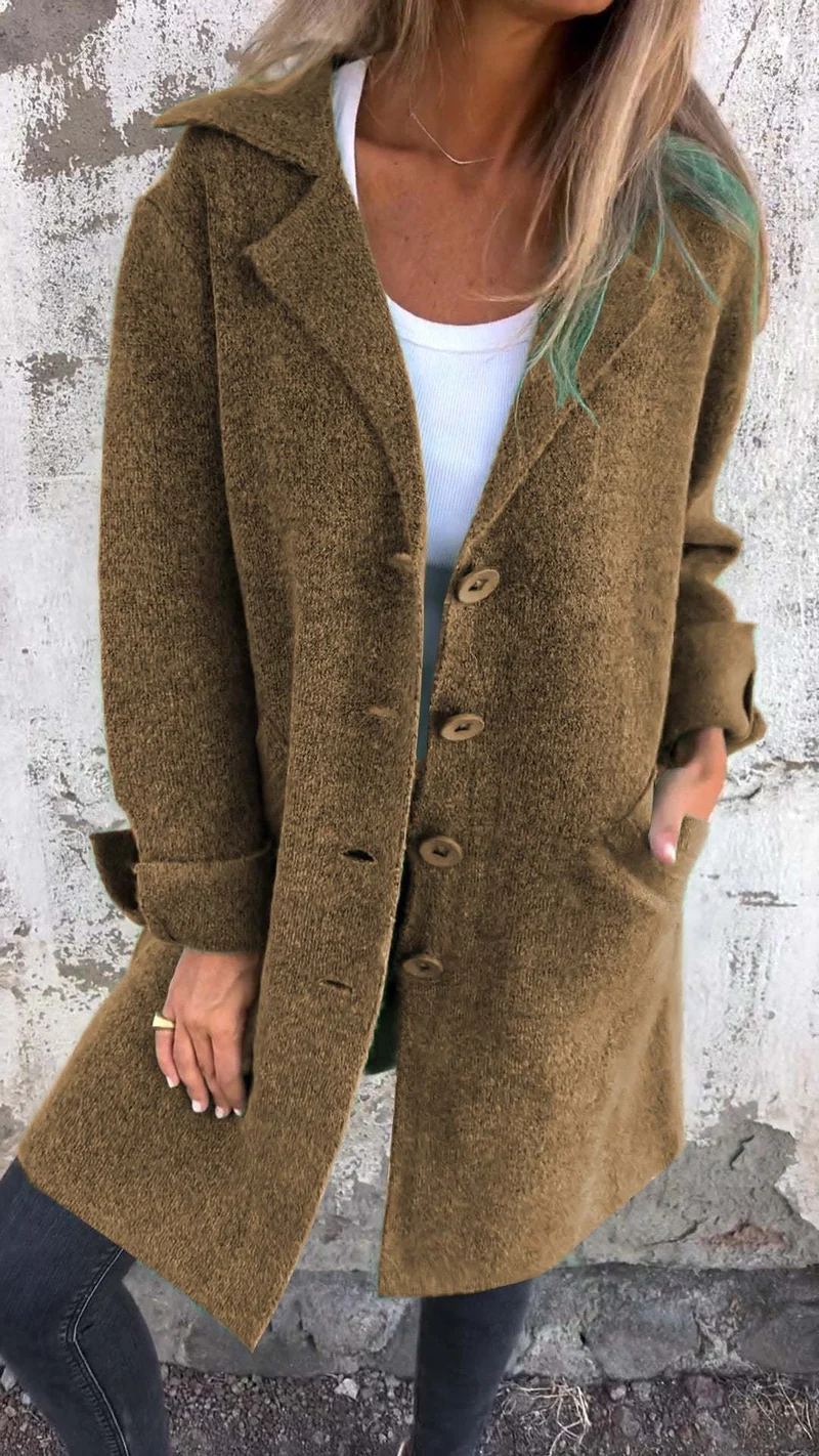 Cardigan décontracté chic à col revers avec poches
