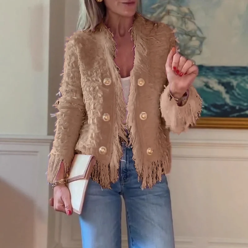 Cardigan à franges pour femmes en maille