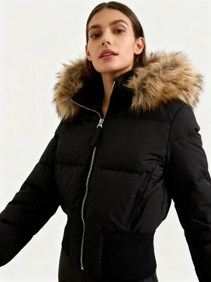 Veste d'hiver matelassée légère avec capuche amovible