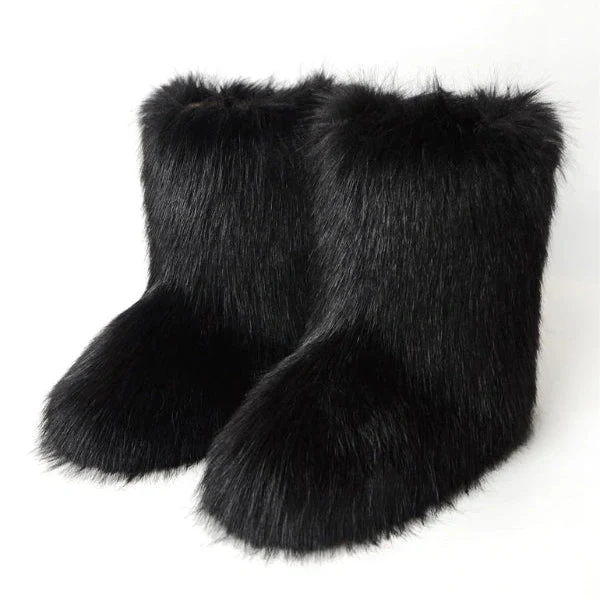 Bottes rétro Y2K en peluche givrée