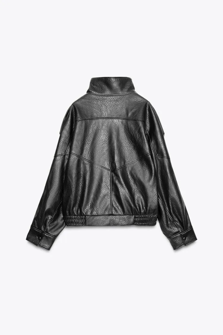 Veste en simili cuir noir