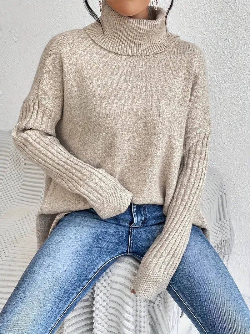 Pull à col roulé long et confortable pour un usage quotidien