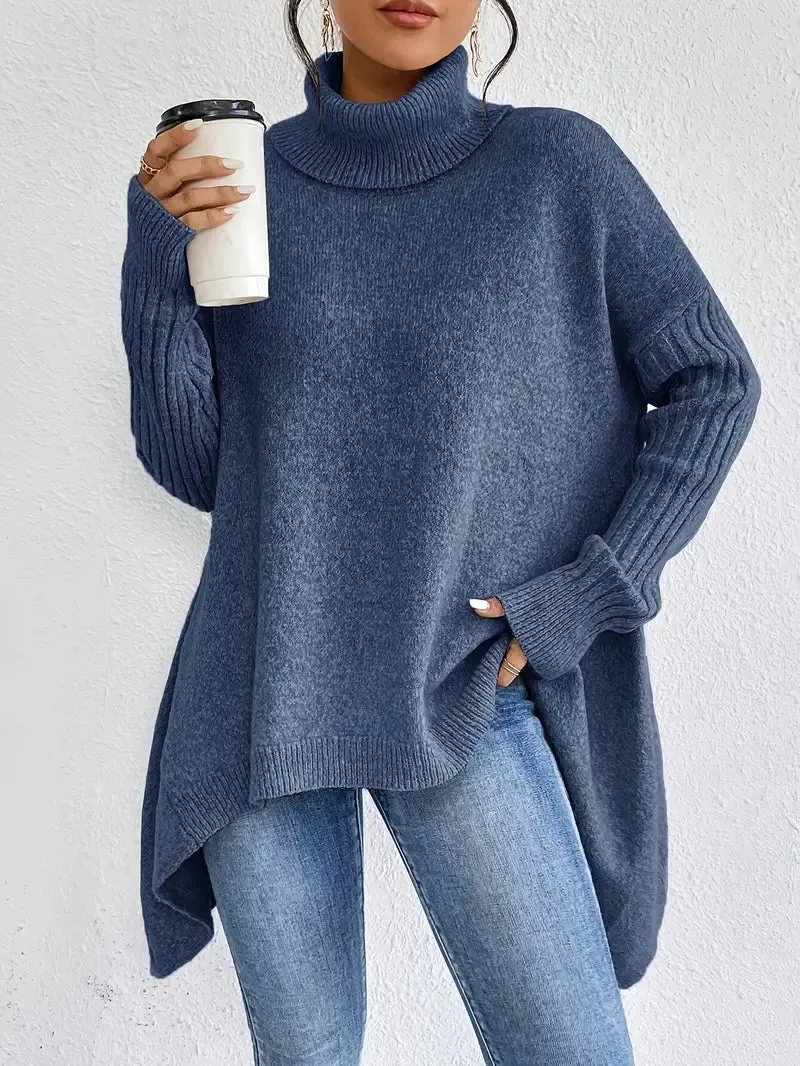 Pull à col roulé long et confortable pour un usage quotidien