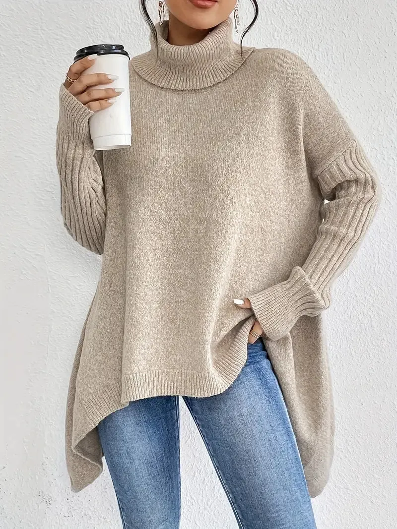 Pull à col roulé long et confortable pour un usage quotidien