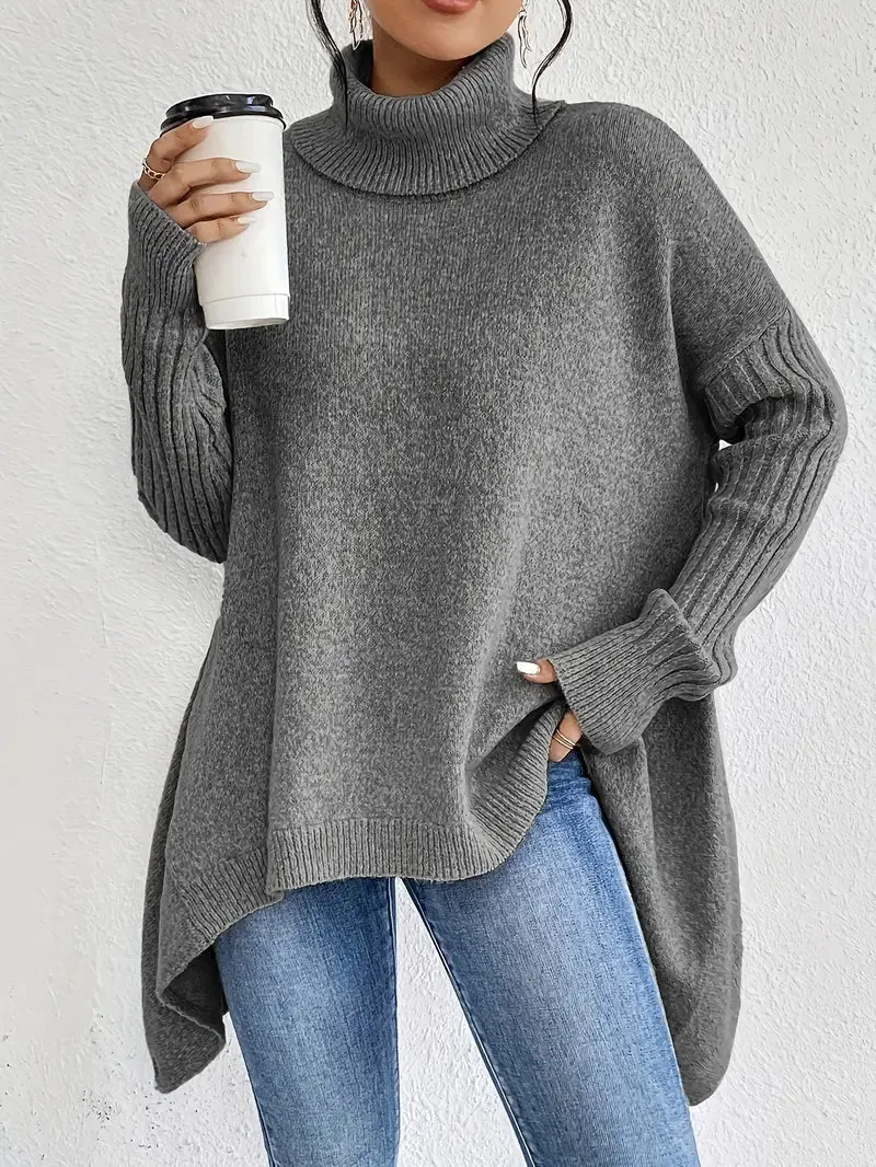 Pull à col roulé long et confortable pour un usage quotidien