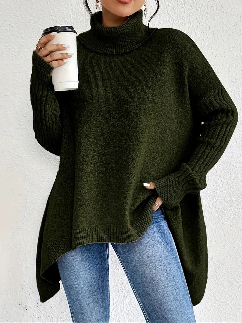 Pull à col roulé long et confortable pour un usage quotidien