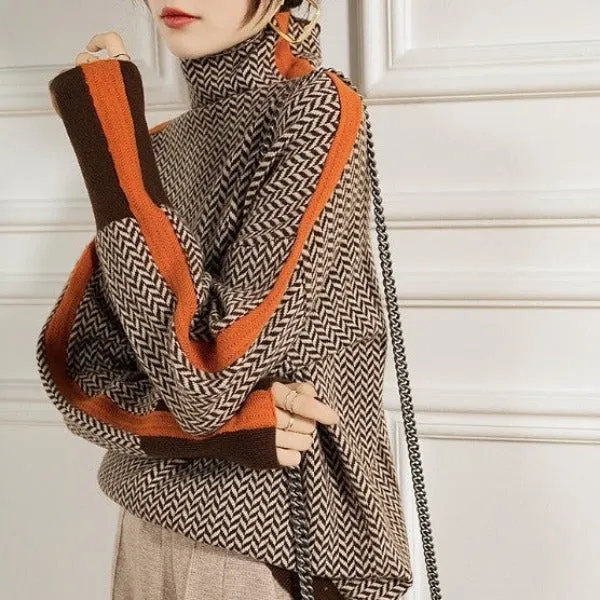 Clara | Pull à Col Roulé à Rayures Contrastées