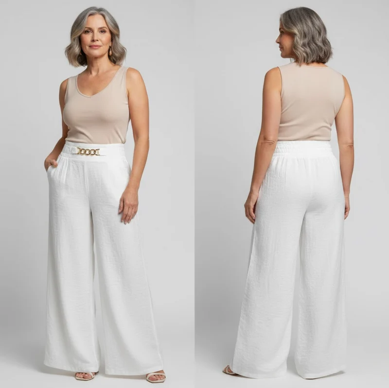 Évelyne | Pantalon large taille haute sculptant