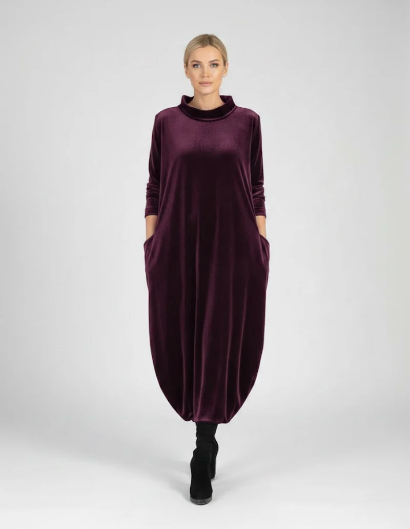 Françoise | Robe douce à col montant avec poches – Élégance confortable