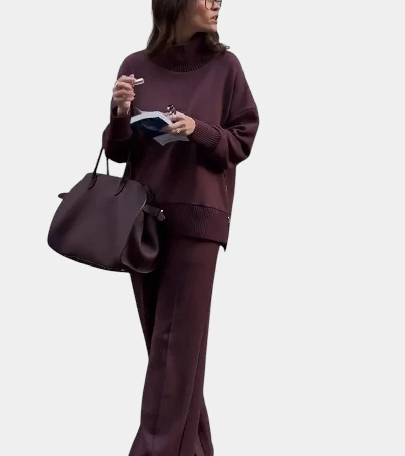 Élodie | Ensemble lounge doux deux-pièces : pull avec pantalon assorti